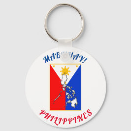 Rund nyckelring med Filippinerna Flagga och Karta