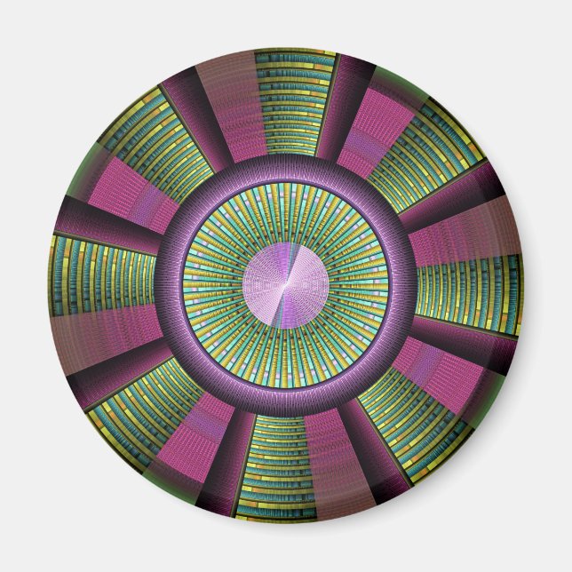 Rund och färglös modern dekorativ konst magnet (Framsidan)