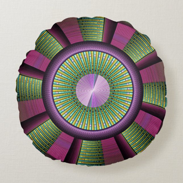 Rund och färglös modern dekorativ konst rund kudde (Framsidan)