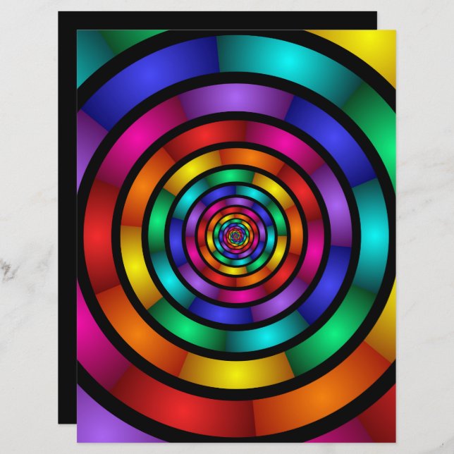 Rund och Psykedelisk färgfull modern Fractal Art (Fram/baksida)