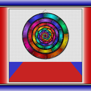 Rund och Psykedelisk färgfull modern Fractal Art Darttavla