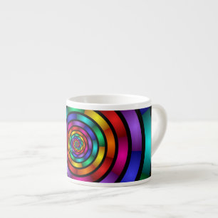 Rund och Psykedelisk färgfull modern Fractal Art Espressomugg