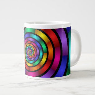 Rund och Psykedelisk färgfull modern Fractal Art Jumbo Mugg