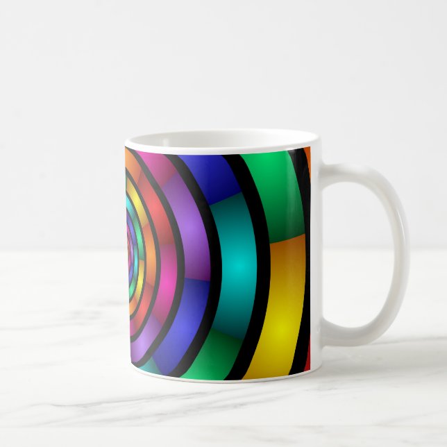 Rund och Psykedelisk färgfull modern Fractal Art Kaffemugg (Höger)