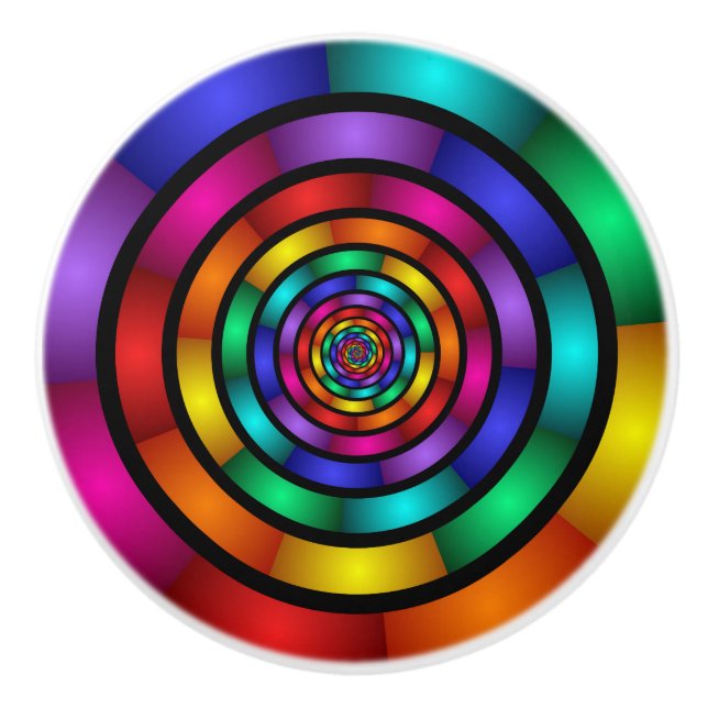 Rund och Psykedelisk färgfull modern Fractal Art Knopp (Framsidan)