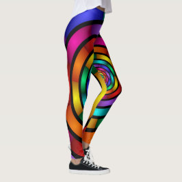 Rund och Psykedelisk färgfull modern Fractal Art Leggings