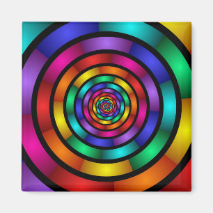 Rund och Psykedelisk färgfull modern Fractal Art Magnet