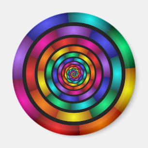 Rund och Psykedelisk färgfull modern Fractal Art Magnet