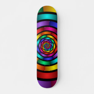 Rund och Psykedelisk färgfull modern Fractal Art Mini Skateboard Bräda 18,5 Cm