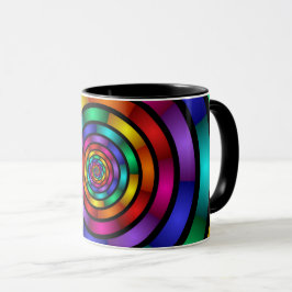 Rund och Psykedelisk färgfull modern Fractal Art Mugg