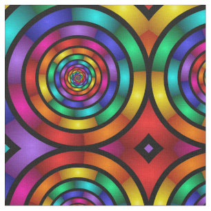 Rund och Psykedelisk färgfull modern Fractal Art Tyg