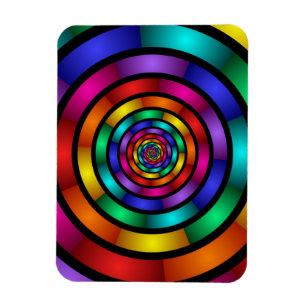 Rund och psykedelisk färgrik modern fraktalkonst magnet