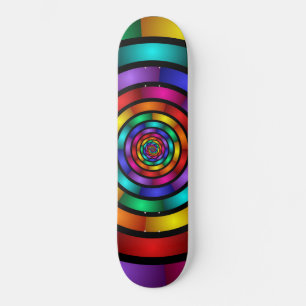 Rund och Psykedelisk färgstark modern Fractal Art Mini Skateboard Bräda 18,7 Cm