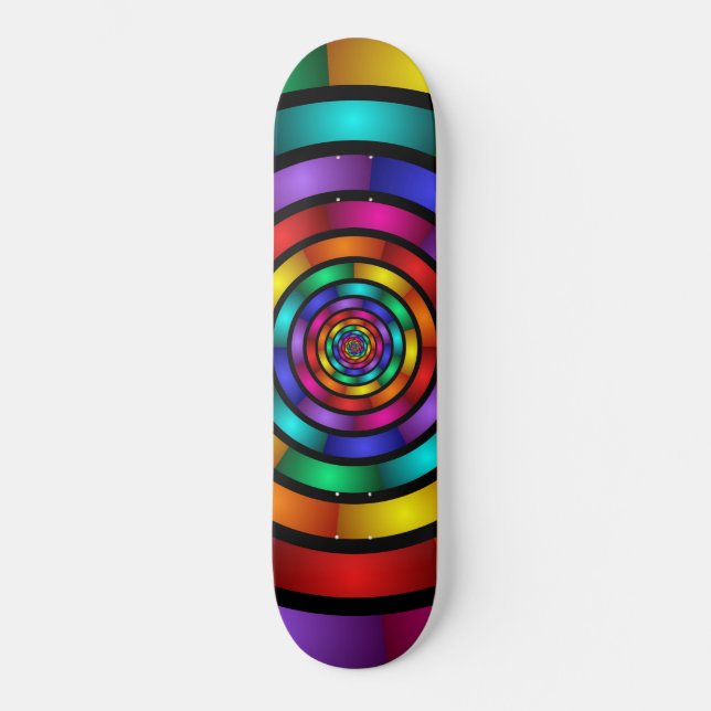 Rund och Psykedelisk färgstark modern Fractal Art Mini Skateboard Bräda 18,7 Cm (Framsida)