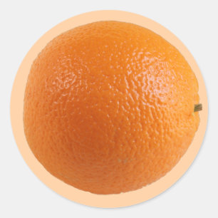 Rund Orange Färskt frukt, foto Runt Klistermärke