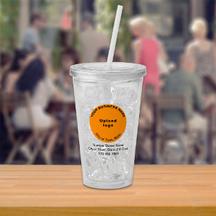 Rund orange företagsvarumärkning på akrylkopp take away mugg