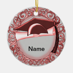 Rund ornament av röd Studentmössa