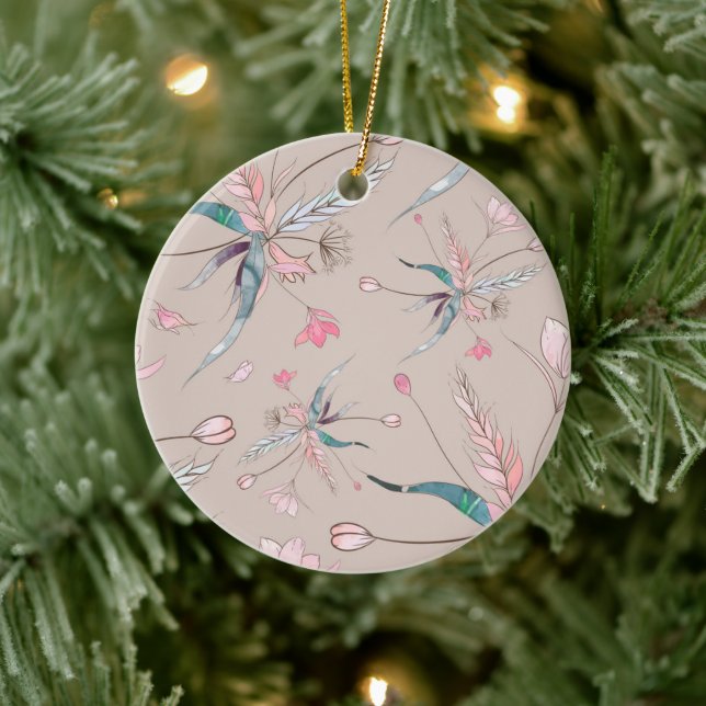 Rund ornament med delikat blomdesign (Träd)