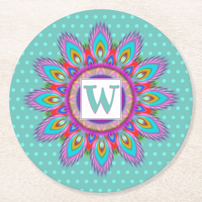 Rund papprare underlägg psykedelisk anpassningsbar (Framsidan)