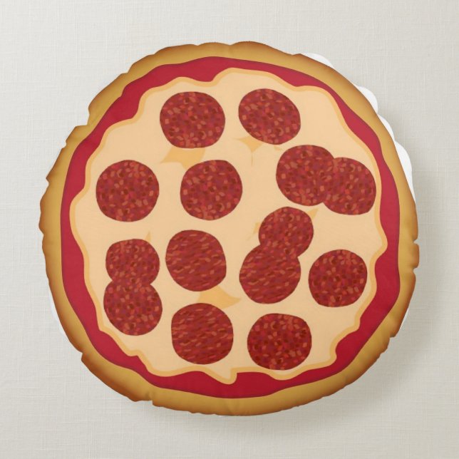 Rund Pepperoni Pizza Pillow med mikrovågsrecept Rund Kudde (Framsidan)