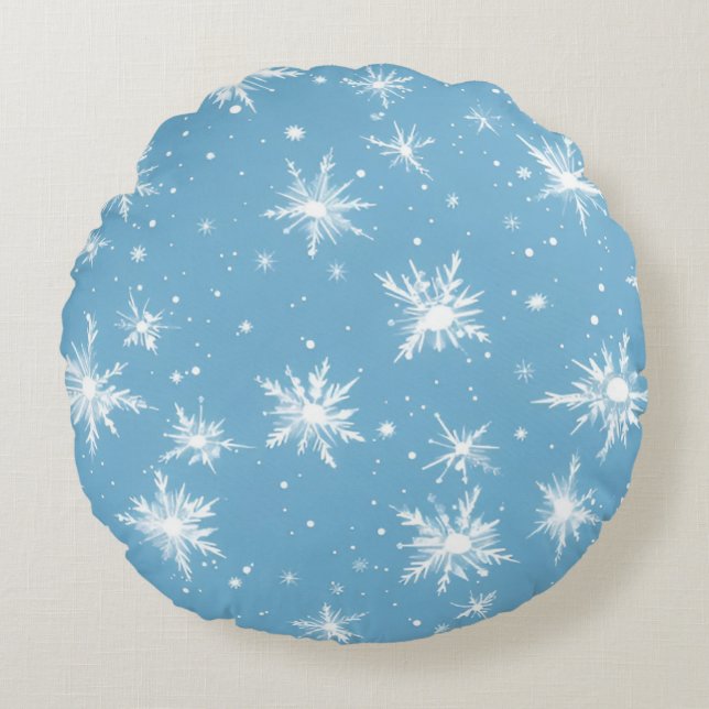 Rund Pillow a snö kristaller mönster Kudde (Framsidan)