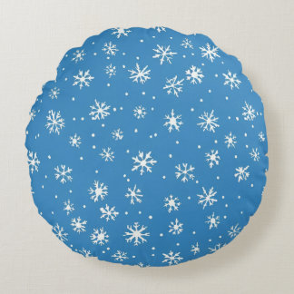 Rund Pillow a snö kristaller mönster Kudde