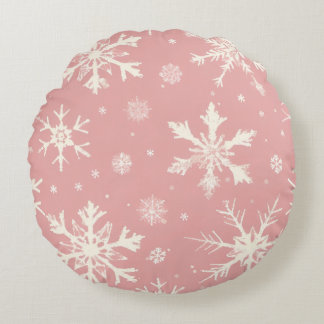 Rund Pillow a snö kristaller mönster Kudde