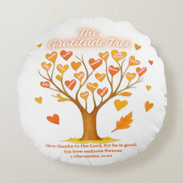 Rund Pillow för thanksgiving Gratitude Träd Rund Kudde