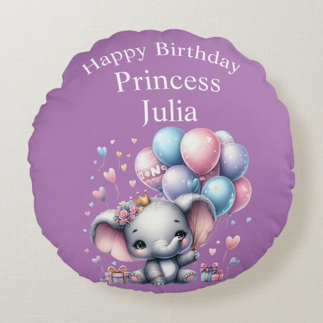 Rund Pillow grattis på födelsedagen Kudde (Framsidan)