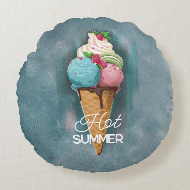 Rund Pillow Ice Cream Kudde (Framsidan)
