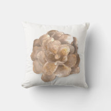 Rund Pillow Oyster Snäcka Blommar Vita och Guld