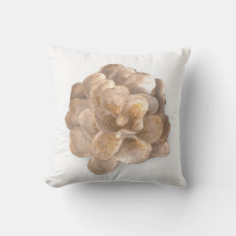 Rund Pillow Oyster Snäcka Blommar Vita och Guld Kudde
