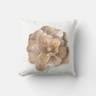 Rund Pillow Oyster Snäcka Blommar Vita och Guld Kudde