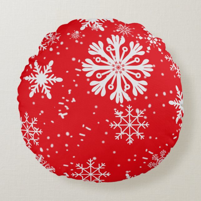 Rund Pillow silver Snöflingor Rund Kudde (Framsidan)