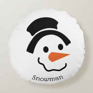 Rund Pillow snögubbe Ansikte Kudde