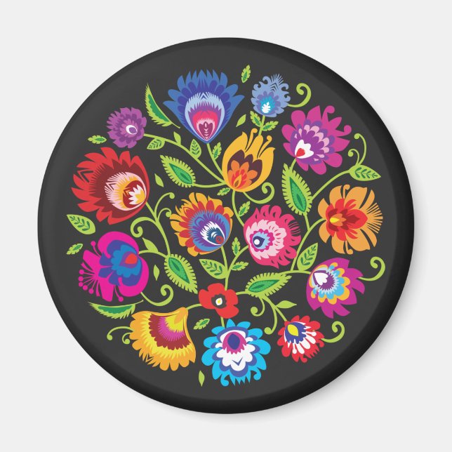 Rund polsk folkloristisk sammansättning magnet (Framsidan)