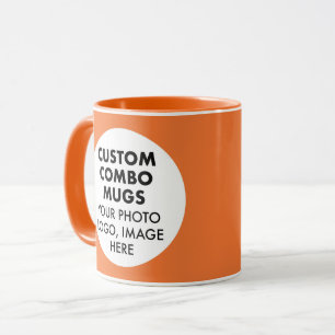 Rund ram 2 x Foto Logo Orange Anpassad Combo Mugg