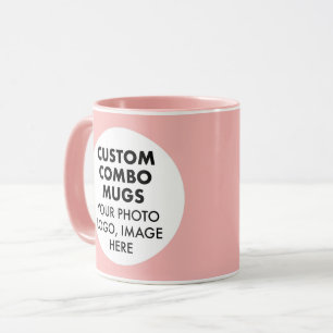 Rund ram 2 x Foto Logotyp Rosa Anpassad Combo Mugg