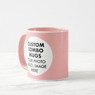 Rund ram 2 x Foto Logotyp Rosa Anpassad Combo Mugg