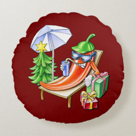 Rund röd jul Chili Tecknad Teckning Rund Kudde