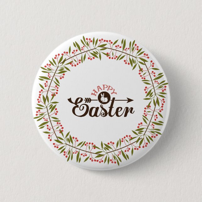 Rund röd och Grönt Blommigt utandning med kärna Knapp (Framsida)