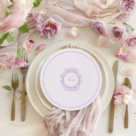 Rund romantisk Elegant Vintage Lila Bröllop Meny