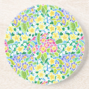 Rund sandstone-Underlägg, Söt Primroses Mönster Underlägg Sandsten