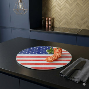 Rund skärbräda Amerikansk flagga Patriotisk USA