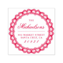 Rund Snöre Gräns, Returadress för efternamn Självfärgande Stämpel