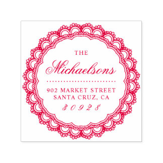 Rund Snöre Gräns, Returadress för efternamn Självfärgande Stämpel