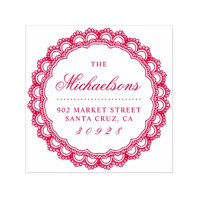 Rund Snöre Gräns, Returadress för efternamn Självfärgande Stämpel (Design)