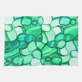 Rund som stenar i grönt till mynning kökshandduk