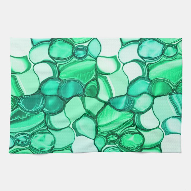 Rund som stenar i grönt till mynning kökshandduk (Horisontell)