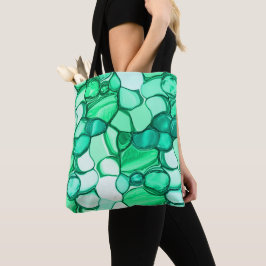 Rund som stenar i grönt till mynning tygkasse